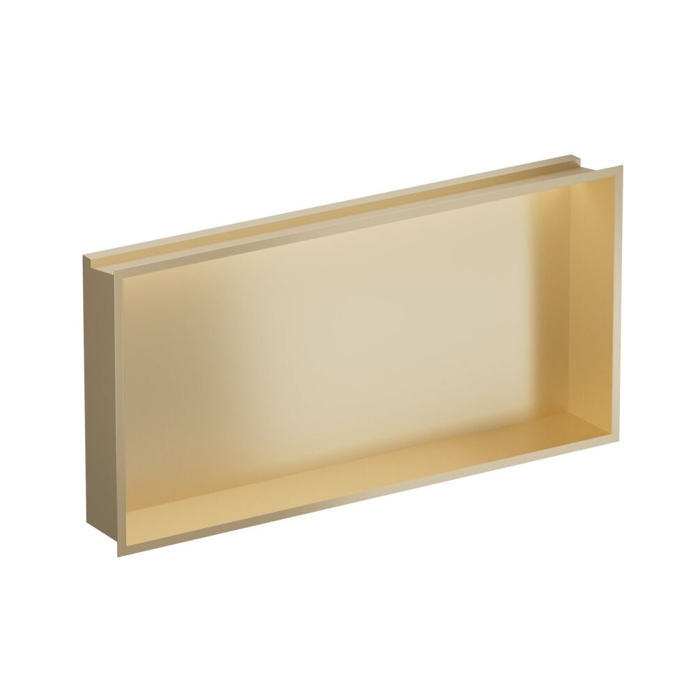 Cutout image of Crosswater Brushed Brass 610 x 305mm Shallow LED Shower Niche
