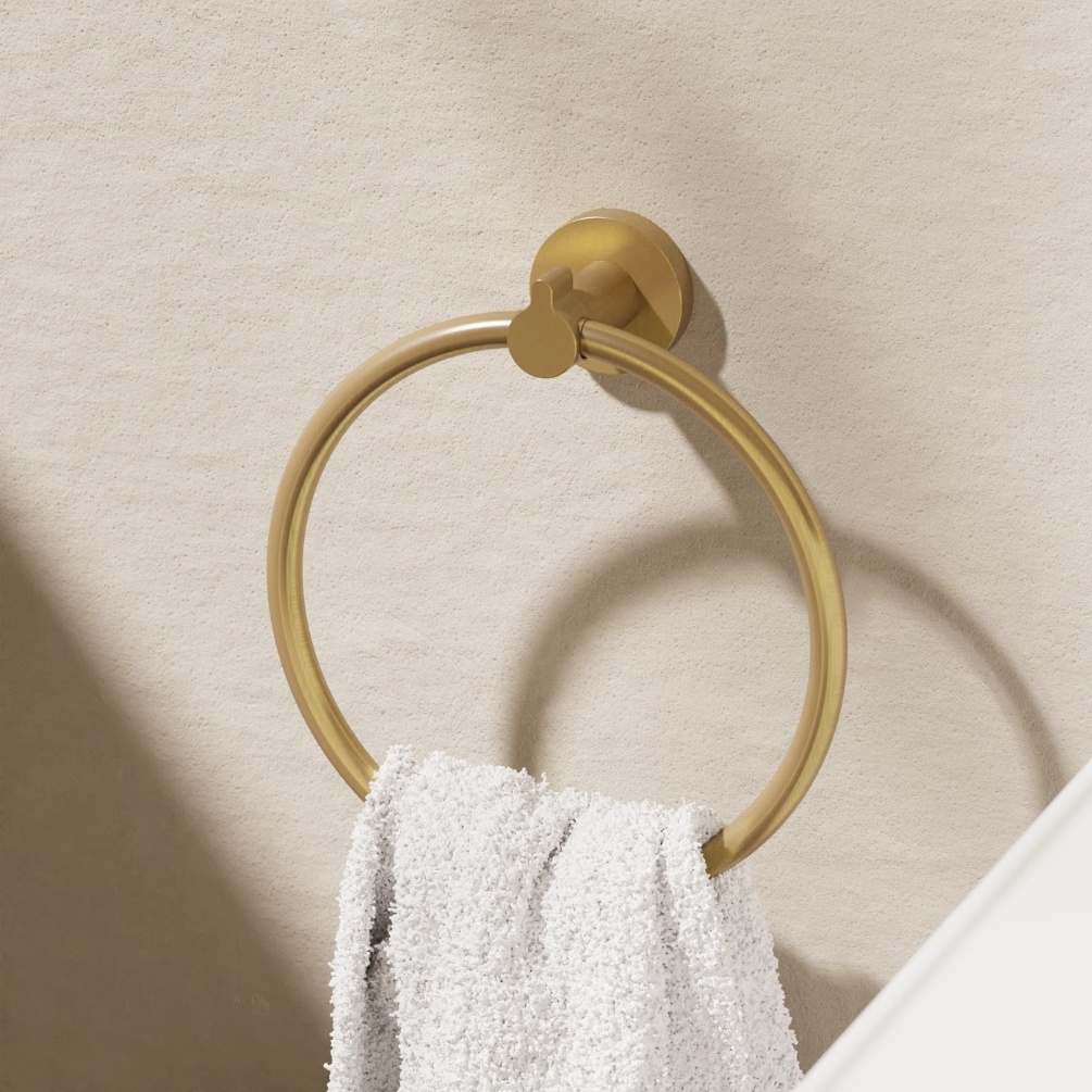 Crosswater Mada Brushed Brass Towel Ring Lifestyle