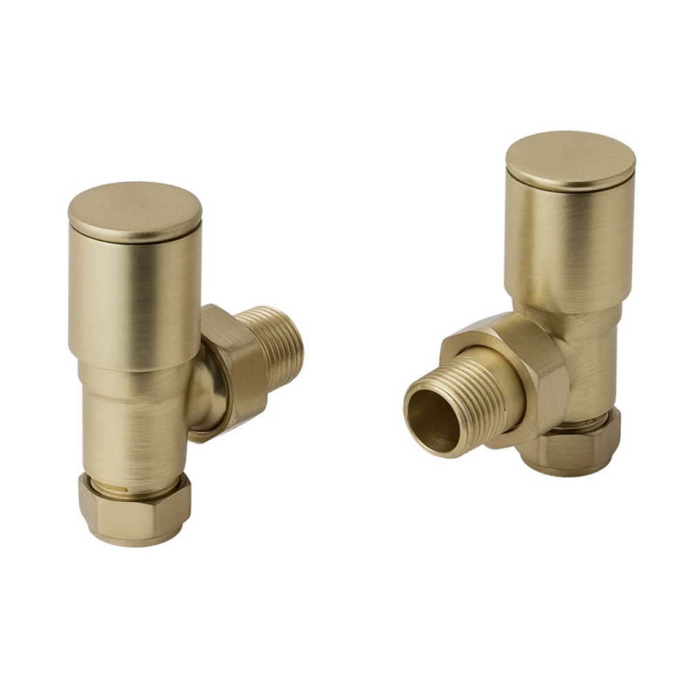 JTP Brushed Brass Angled Radiator Valves