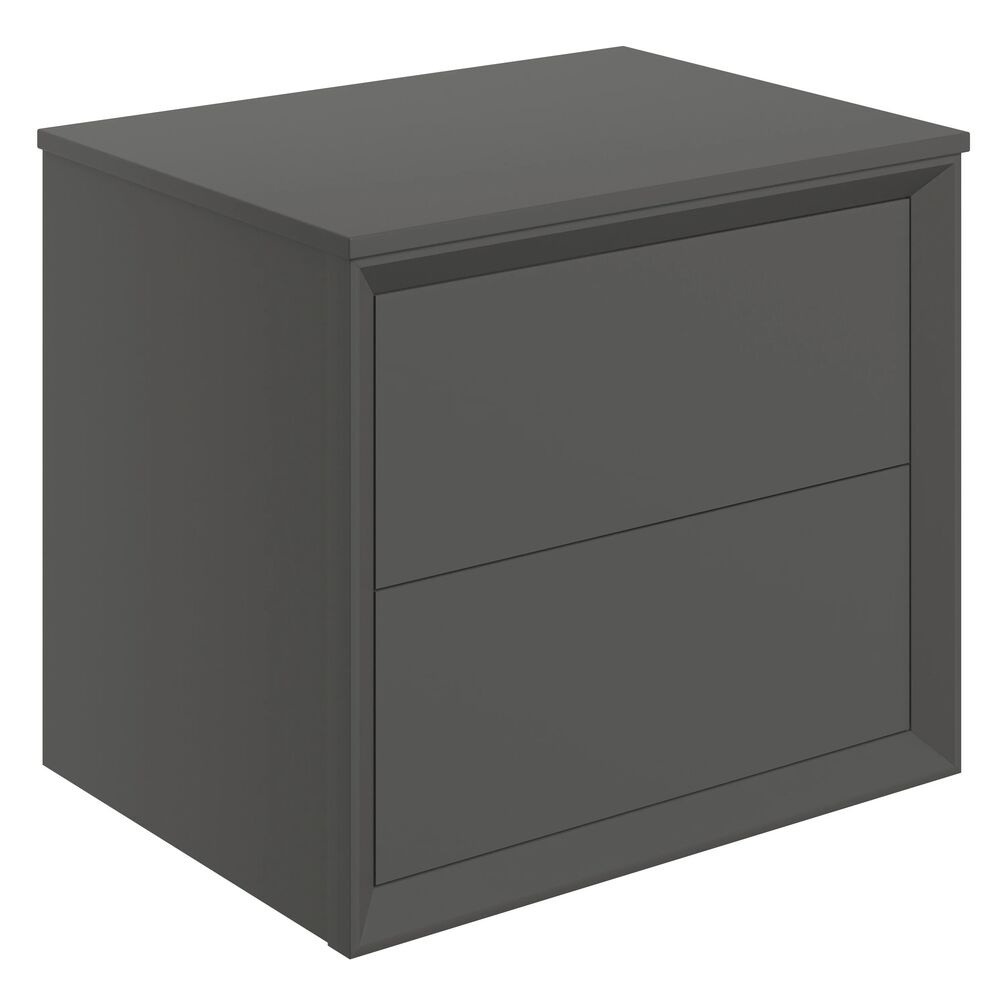 Apex Air Matt Clay Wall Hung 600mm 2 Drawer Countertop Vanity Unit Cut Out