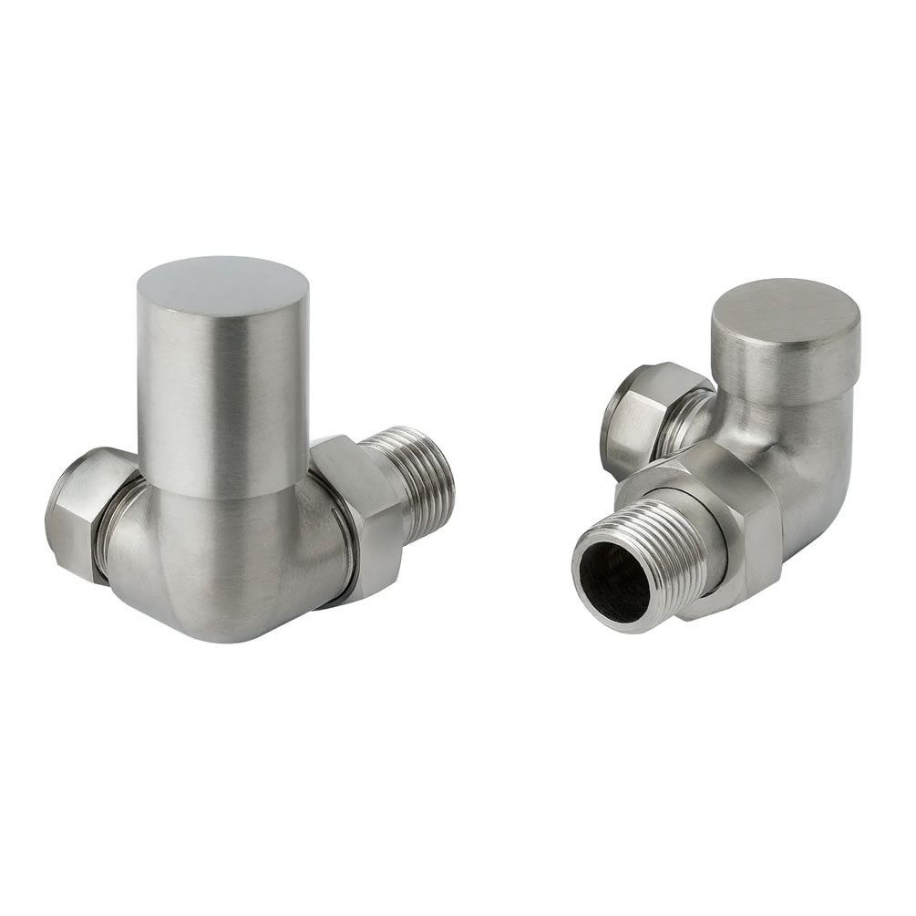 Cutout image of JTP Inox Corner Brushed Stainless Steel Radiator Valves