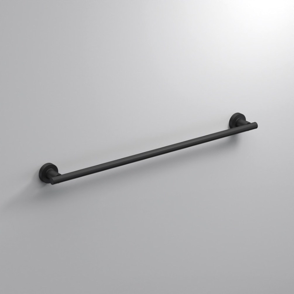 Close up product image of the Origins Living Tecno Project Black 660mm Towel Rail