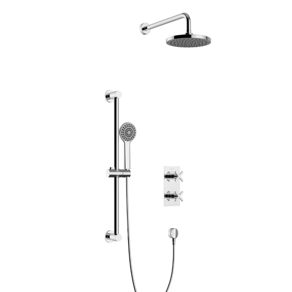 Heritage Salcombe Chrome Concealed Shower Valve With Fixed Head & Flexible Kit