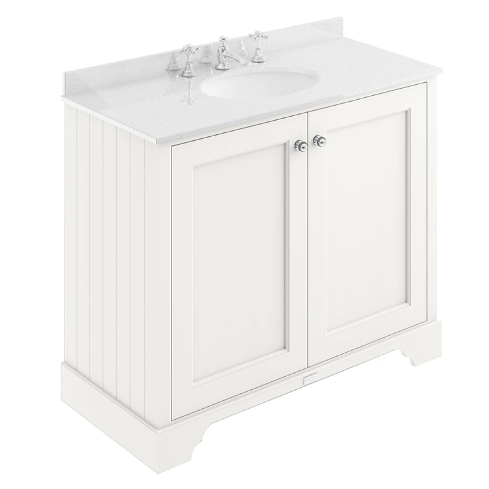 Photo of Bayswater Pointing White 1000mm 2 Door Vanity Unit & White 3TH Worktop