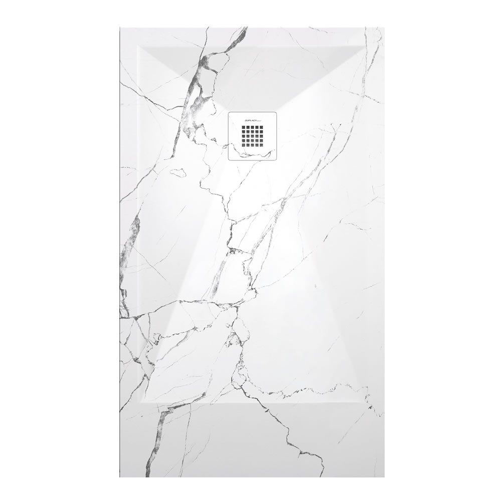 Cutout image of Onyx White Marble Effect 1400 x 900mm Stone Resin Shower Tray