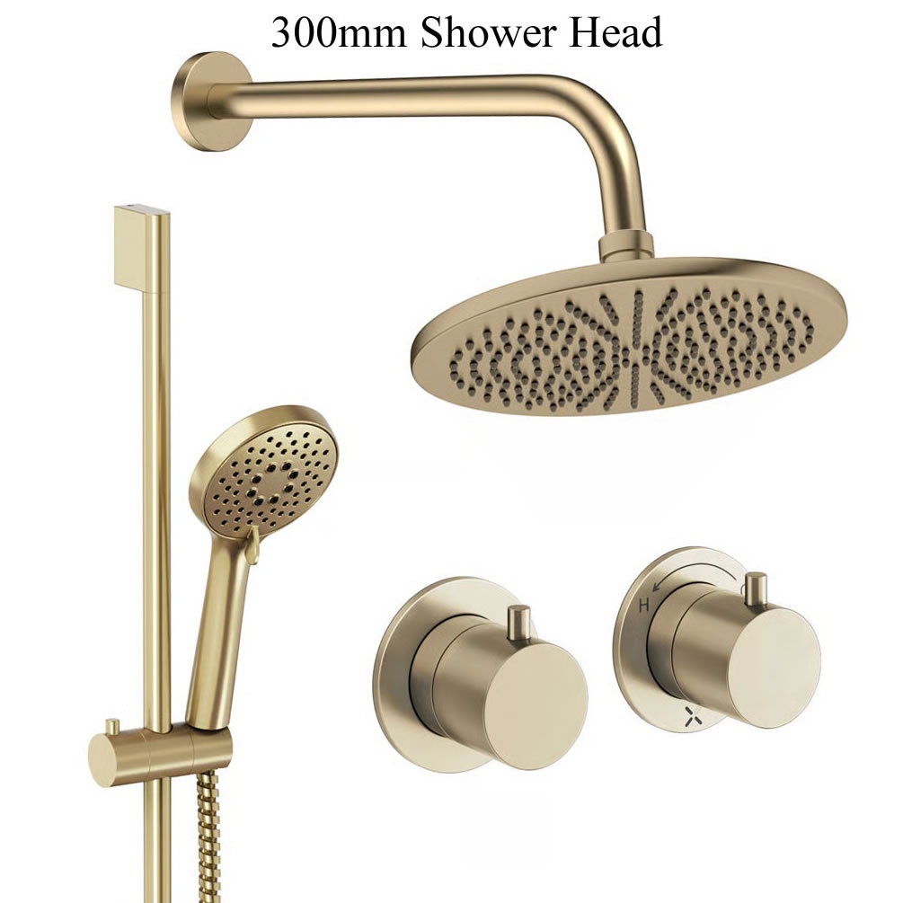 Cutout image of Crosswater Module Brushed Brass Dual Outlet Slide Rail Shower Set