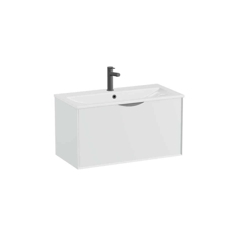 Vado Safari Smooth 800mm Arctic White Wall Hung Vanity Unit & Ceramic Basin