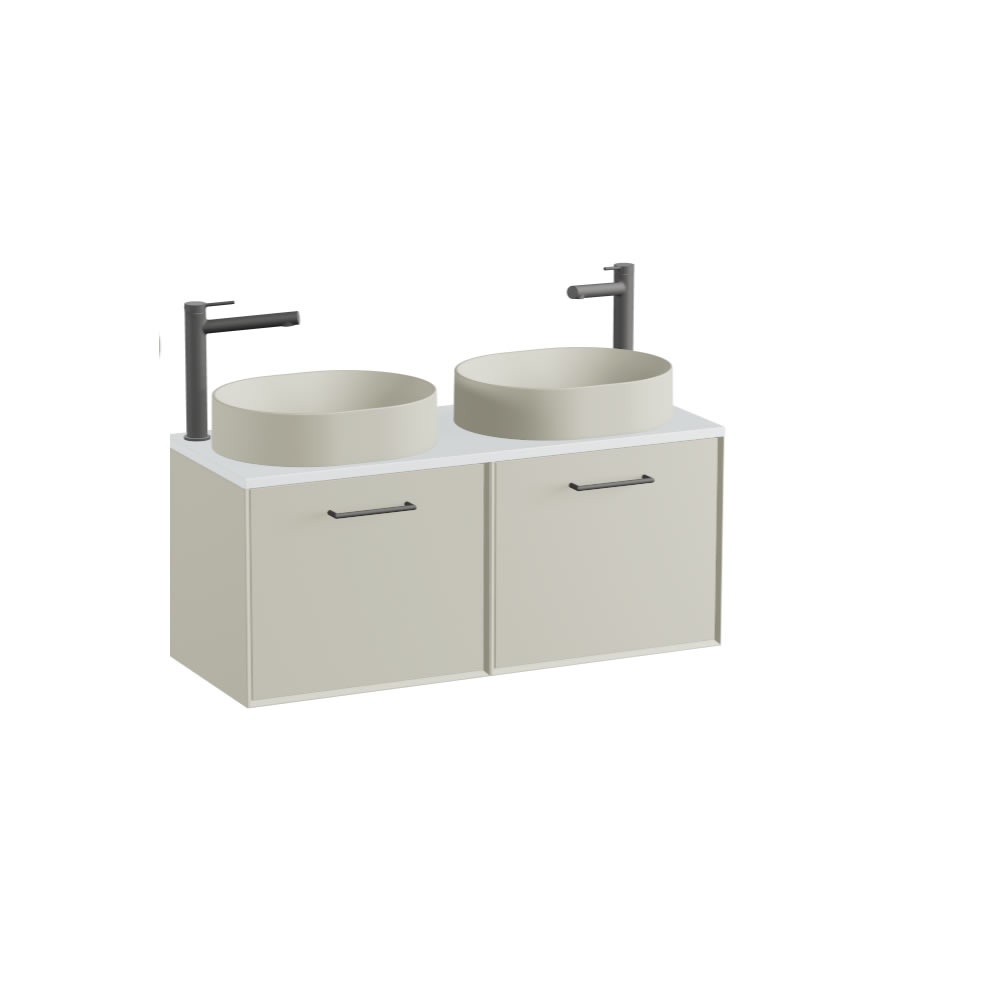 Vado Safari Smooth 1000mm Cashmere Wall Hung Vanity Unit & Arctic White Worktop