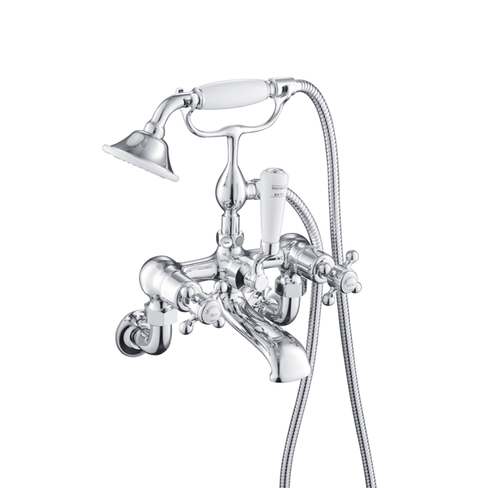 Photo of JTP Grosvenor Cross Chrome Wall Mounted Bath Shower Mixer Cutout