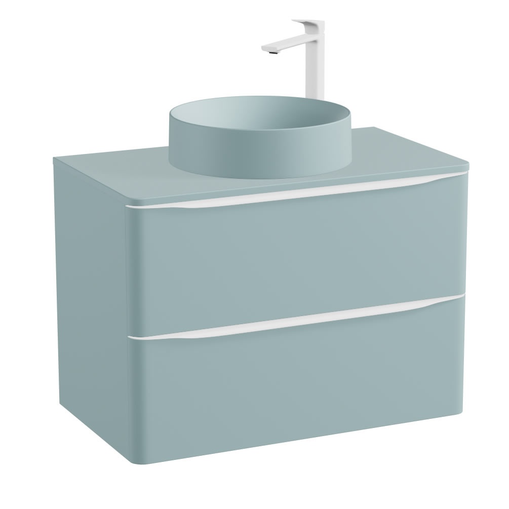 Vado Cameo 800mm Cove Blue Wall Hung 2 Drawer Vanity Unit, Worktop & Basin