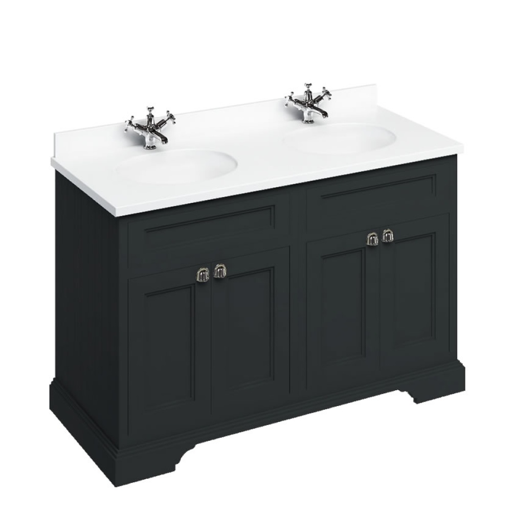 Burlington Freestanding 1300mm Vanity Unit With Doors & Double Minerva Worktop