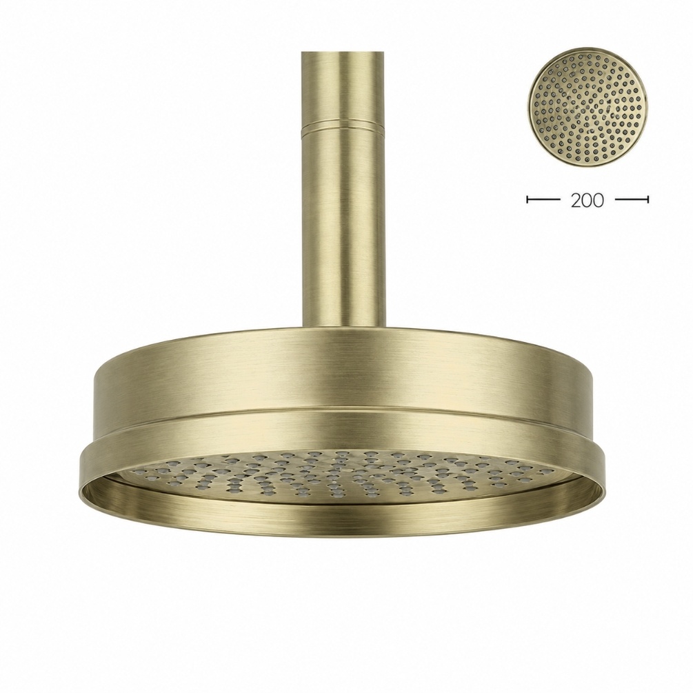 Cut out image of the Crosswater Waldorf Brushed Brass 8" Shower Head