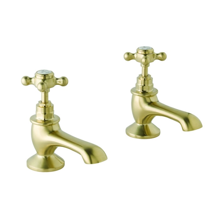 Photo of BC Designs Victrion Brushed Gold Crosshead Bath Pillar Taps
