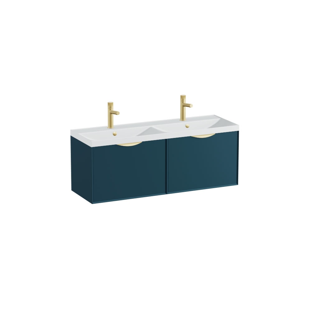 Vado Safari Smooth 1200mm Atlantic Blue Wall Hung Vanity Unit & Arctic White Basin