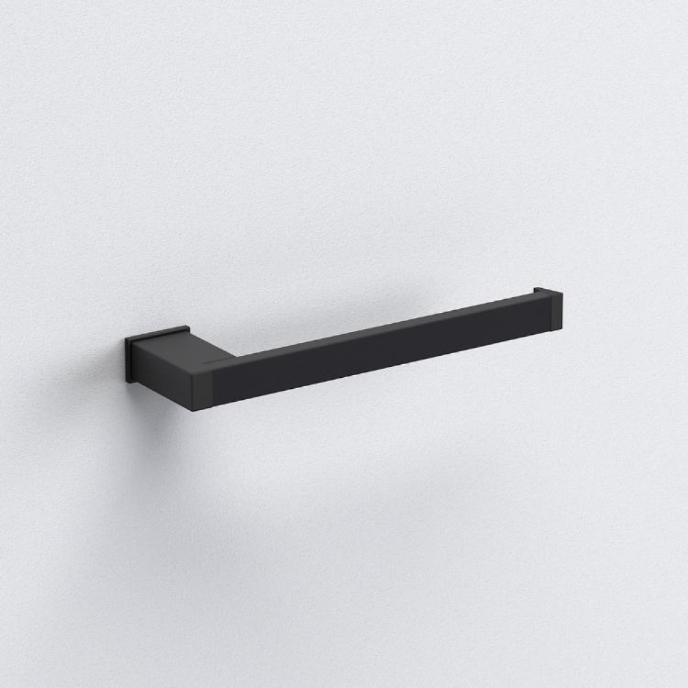 Close up product image of the Origins Living S Cube Black Open Towel Bar