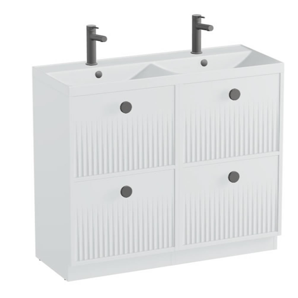 Vado Safari Fluted 1000mm Natural Arctic White Vanity Unit & Matt Basin