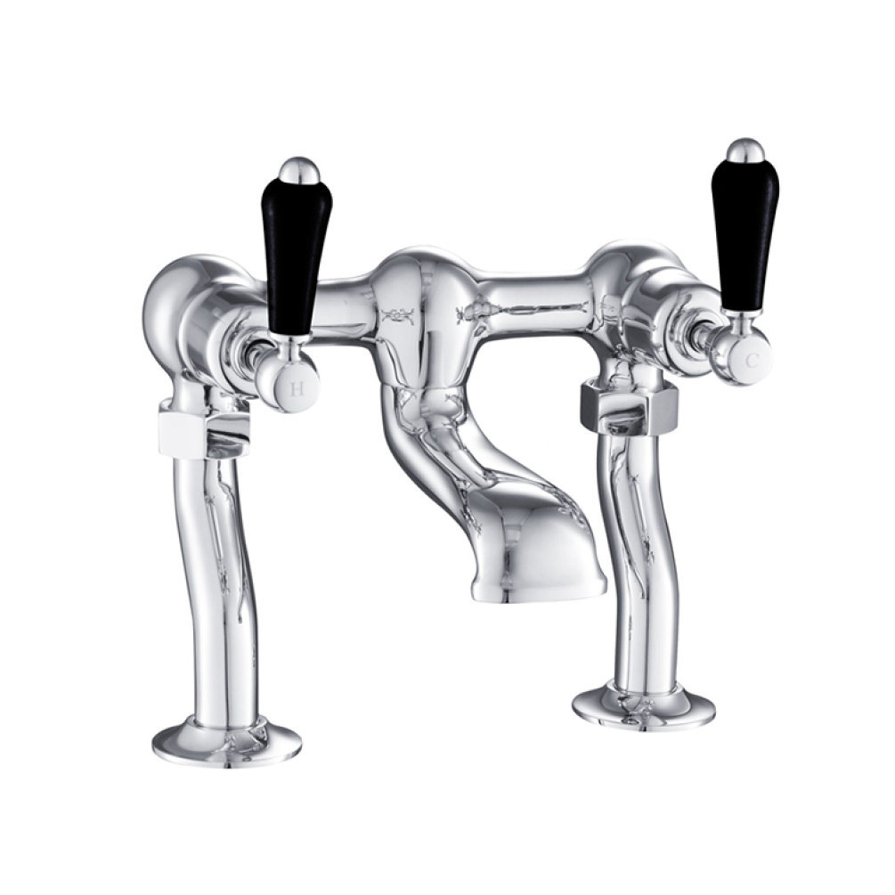 Photo of JTP Grosvenor Lever Chrome Deck Mounted Bath Filler - Black Levers Cutout