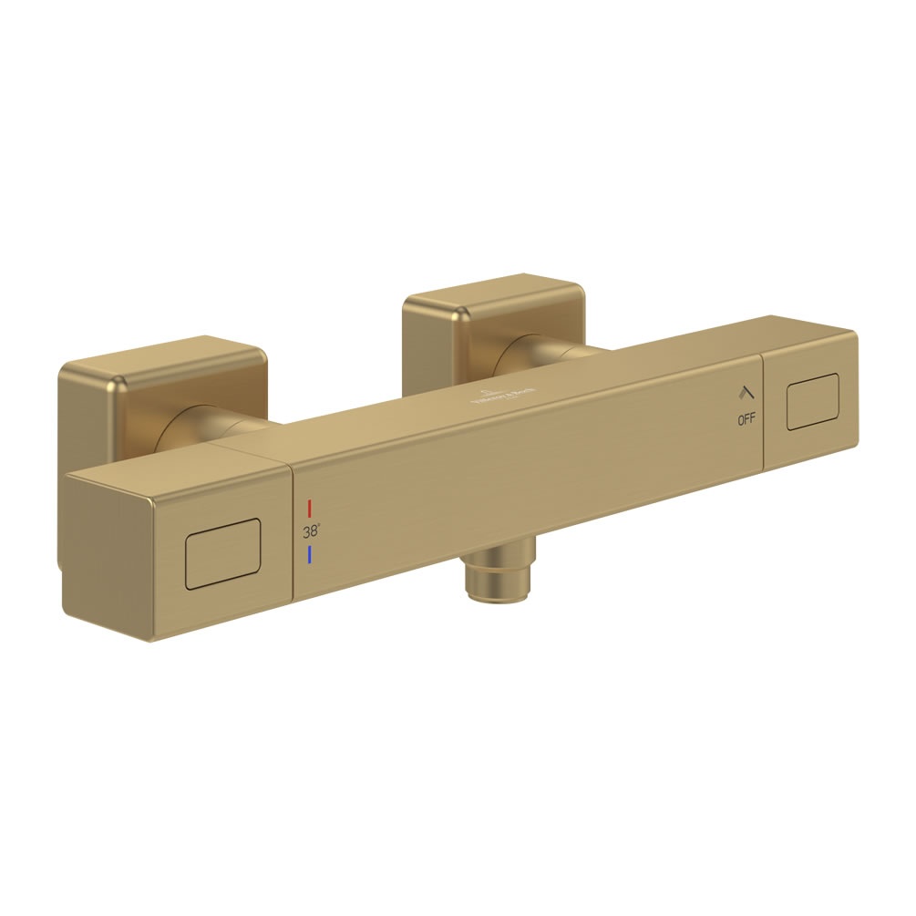 Cutout image of Villeroy & Boch Universal Brushed Gold Square Thermostatic Shower Valve