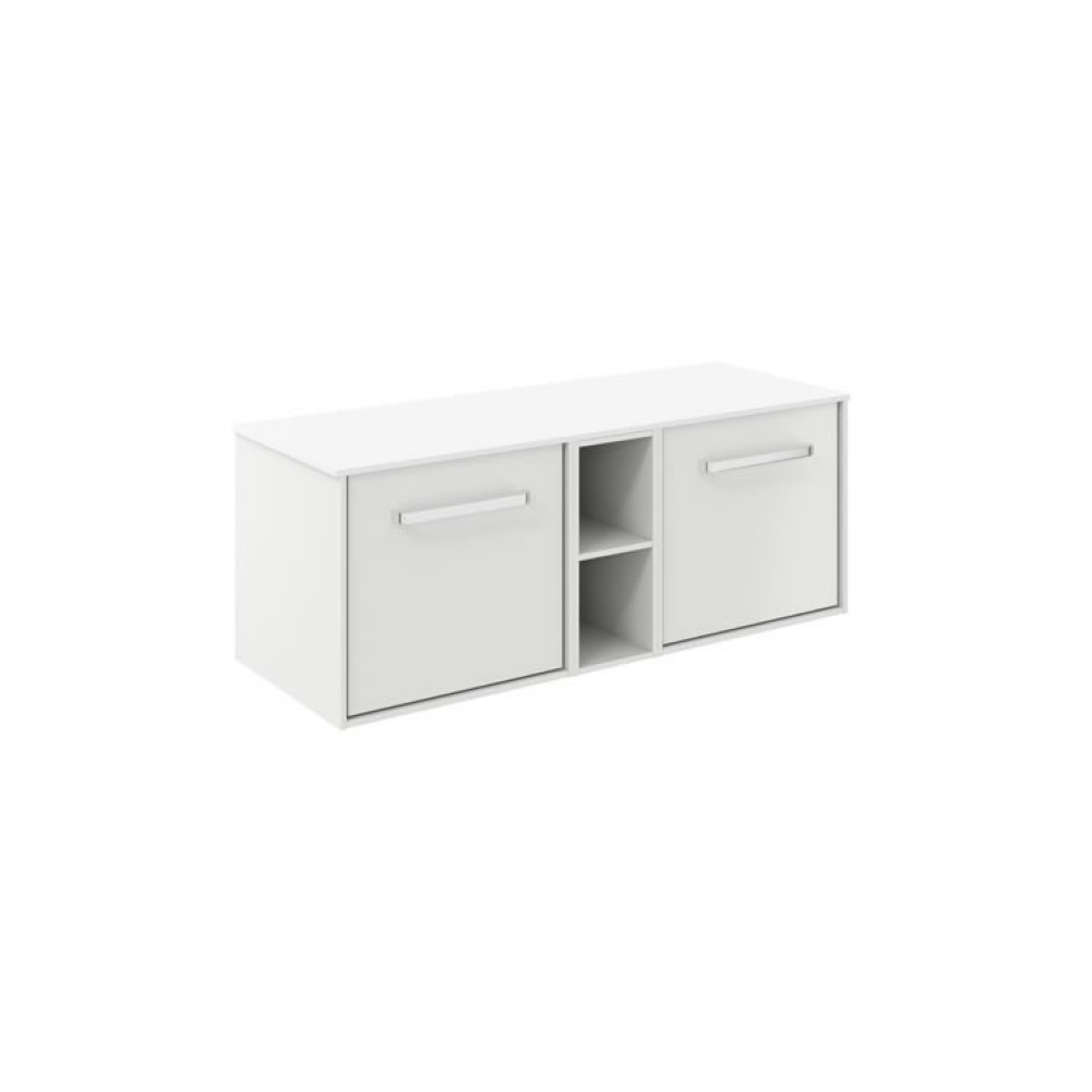 Cutout image of Crosswater Infinity 1200mm Matt White Wall-Hung Vanity Unit & Polar White Worktop
