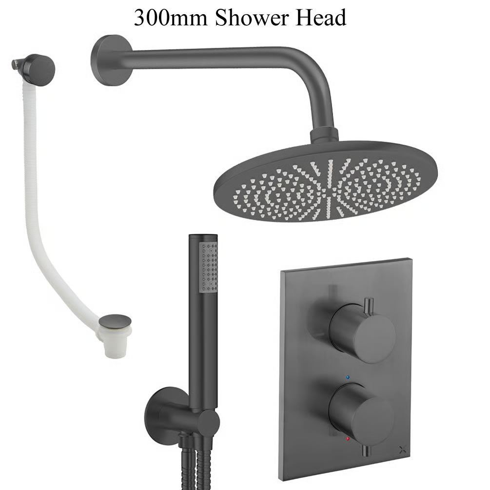 Cutout image of Crosswater Crossbox Slate Triple Outlet Shower Bath Set