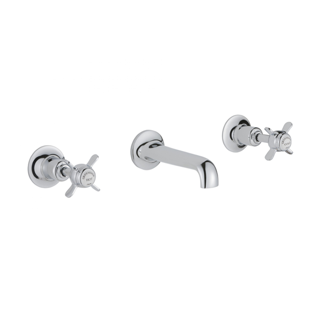Photo of JTP Grosvenor Pinch Chrome 3TH Wall Mounted Basin Mixer Cutout