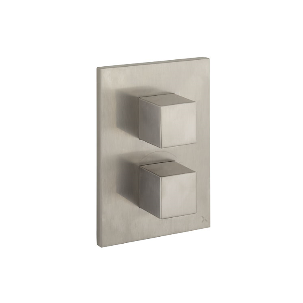 Photo of Crosswater Verge Brushed Stainless Steel Crossbox & 3 Outlet Trim Set Cutout - Trim Set Cutout