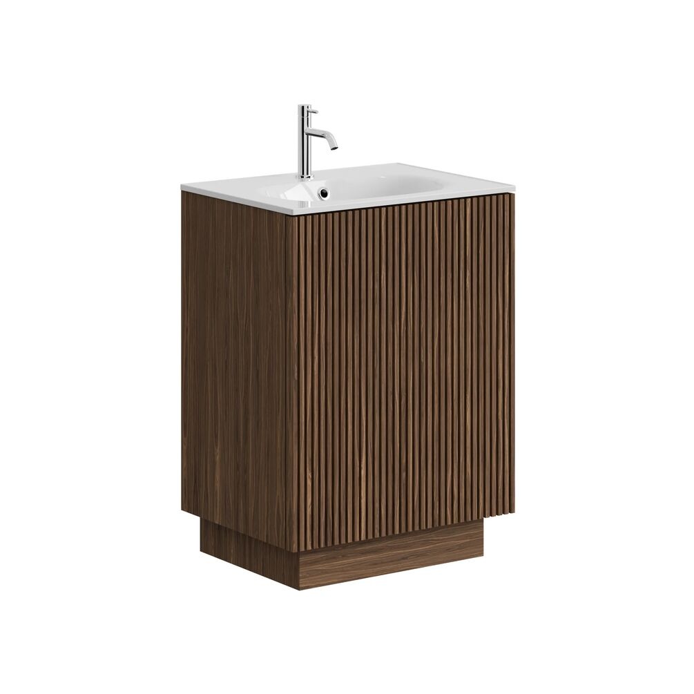 Crosswater Limit Royal Walnut 600mm Floorstanding Vanity Unit & Mineral Cast Basin
