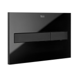 Product cut out image of the Roca Duplo One PL7 Black Glass Dual Flush Plate