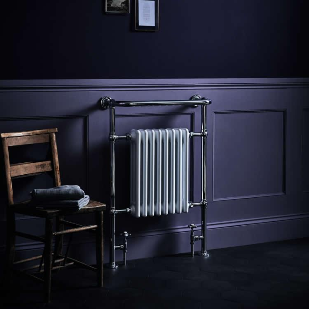 Photo of Bayswater Clifford 673mm Chrome & White Towel Rail Radiator