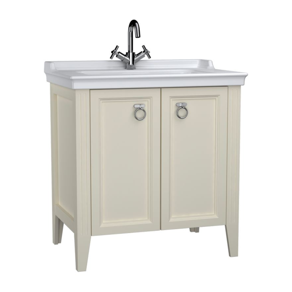 Photo of VitrA Valarte 800mm Matt Ivory Double Door Unit & Basin - 1TH Unit Cutout