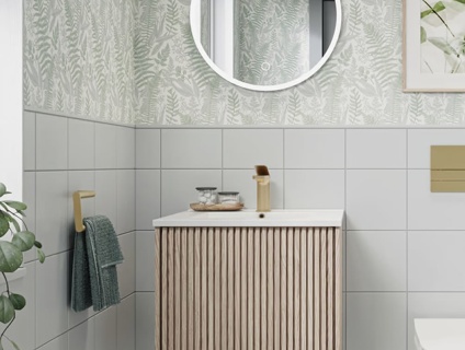 Crosswater Limit 500mm Modern Oak Wall-Hung Vanity Unit & Basin - Lifestyle Image