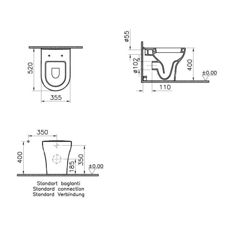 VitrA Zentrum Back to Wall Toilet & Seat Sanctuary Bathrooms