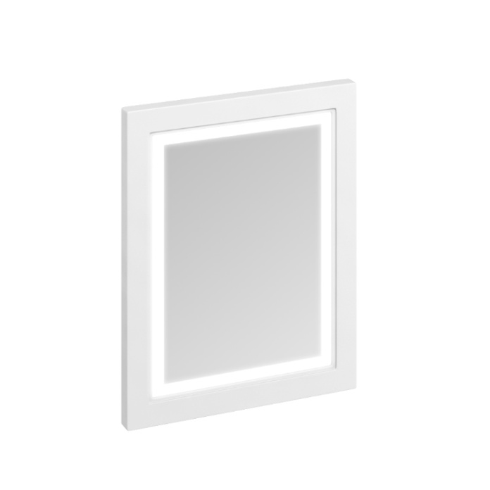 Product Cut out image of the Burlington Matt White 600mm Framed Mirror with LED Illumination