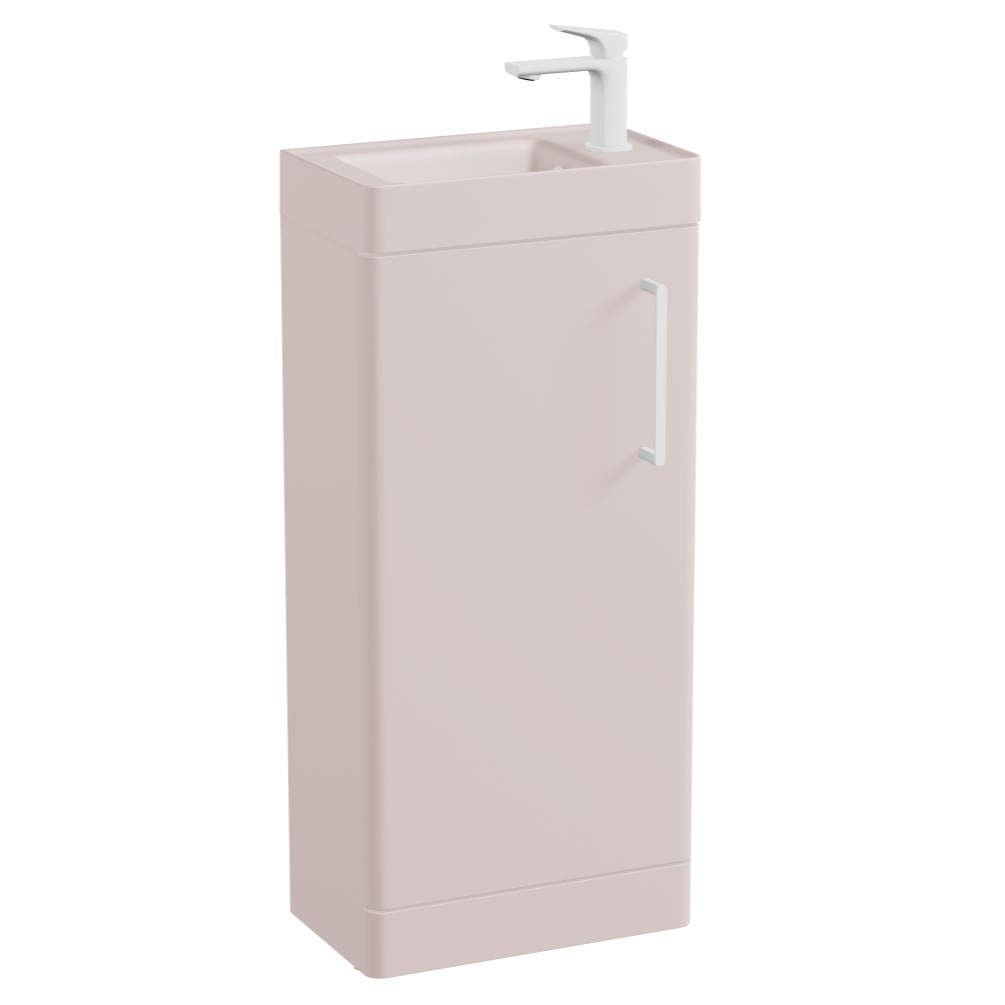 Vado Cameo 400mm Pink Clay Floorstanding Vanity Unit & Basin - Right Hand