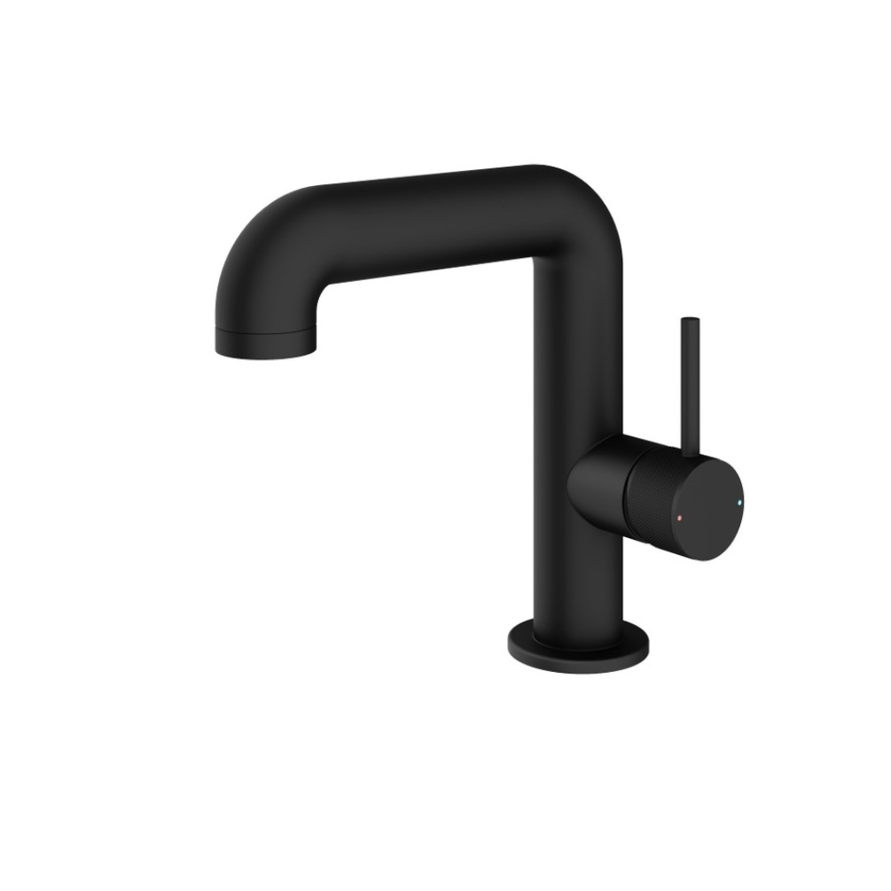 Product Cut out image of the Abacus Iso Pro Matt Black Mono Basin Mixer Side Handle