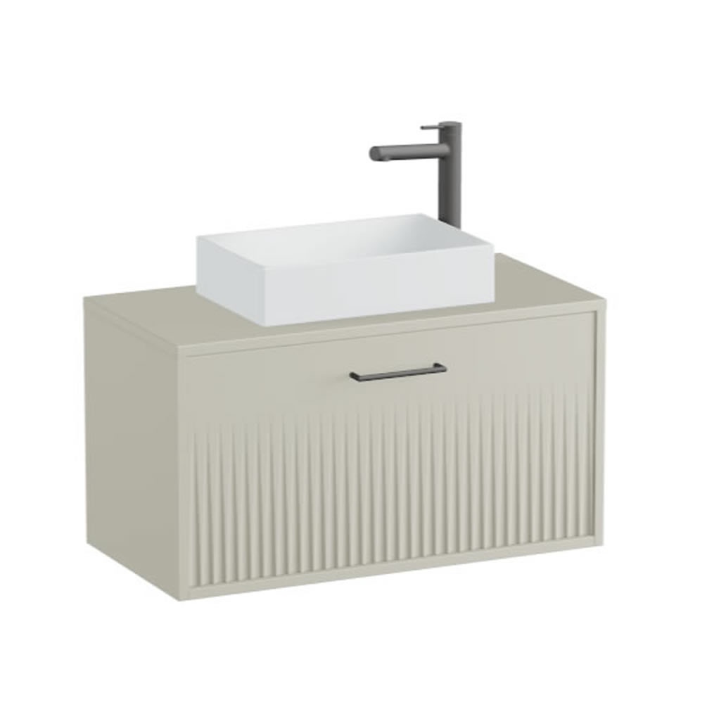 Vado Safari Fluted 800mm Cashmere Wall Hung Vanity Unit & Worktop