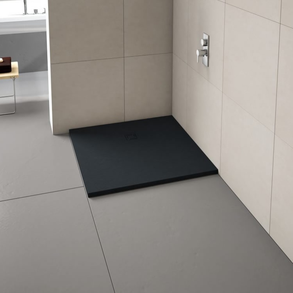 Merlyn Truestone Black 900 x 900mm Square Shower Tray & Waste