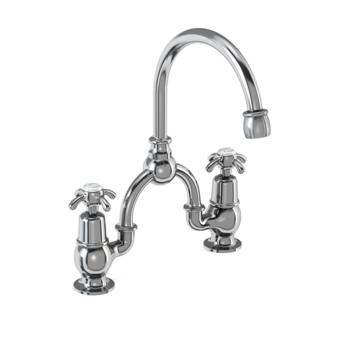 Photo of Burlington Anglesey Chrome 2TH Curved Spout Basin Mixer Cutout
