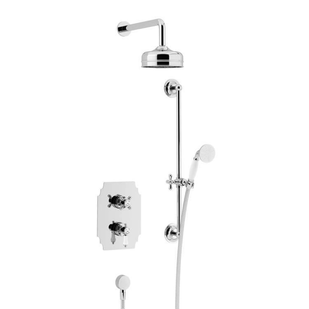 Heritage Glastonbury Recessed Shower with Premium Fixed Head and Flexible Riser Kit Chrome Finish