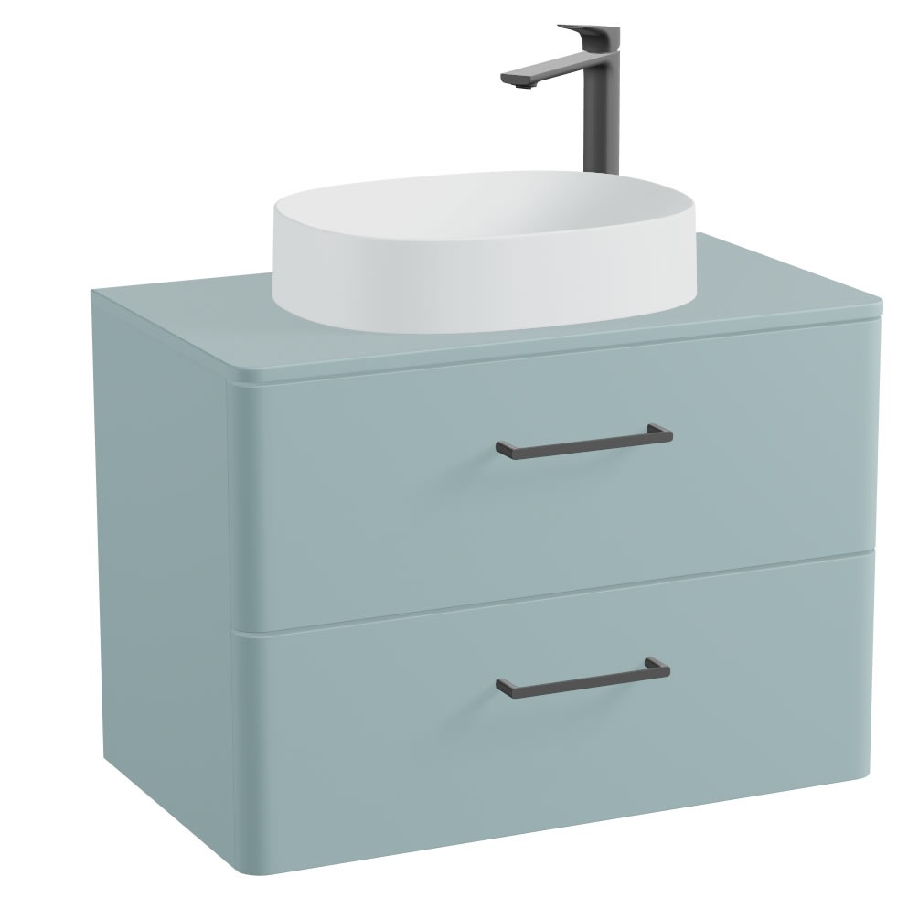 Vado Cameo 800mm Cove Blue Wall Hung 2 Drawer Vanity Unit, Worktop & Arctic Basin