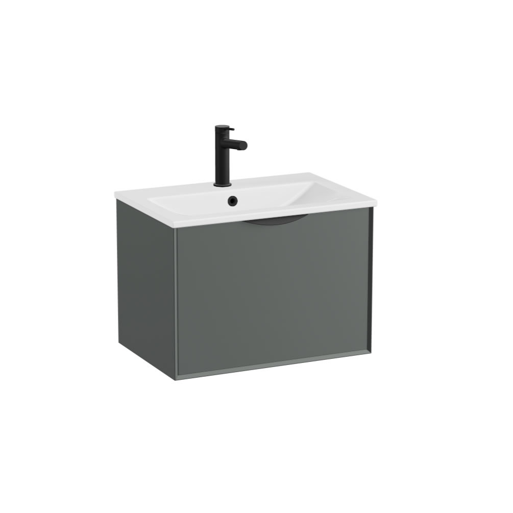 Vado Safari Smooth 600mm Charcoal Grey Wall Hung Vanity Unit & Ceramic Basin