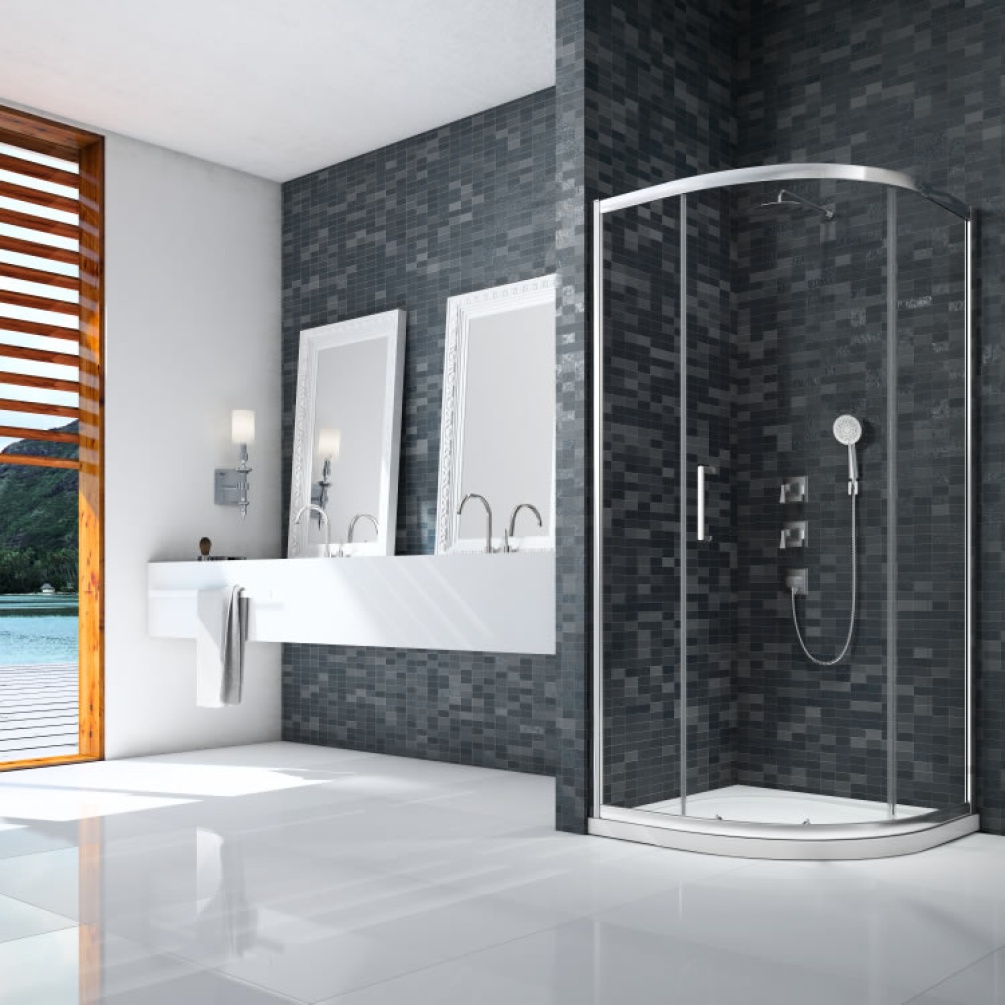 Ionic By Merlyn Essence Framed 1 Door Quadrant Lifestyle Image