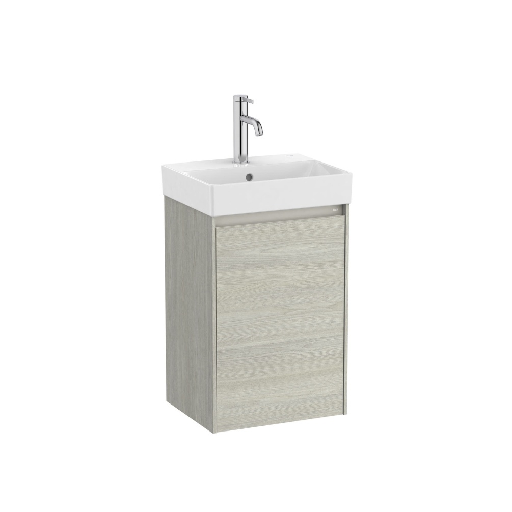 Cut out image of Roca Ona Compact 400mm x 320mm Light Oak Wall Hung Cloakroom Vanity Unit & Basin