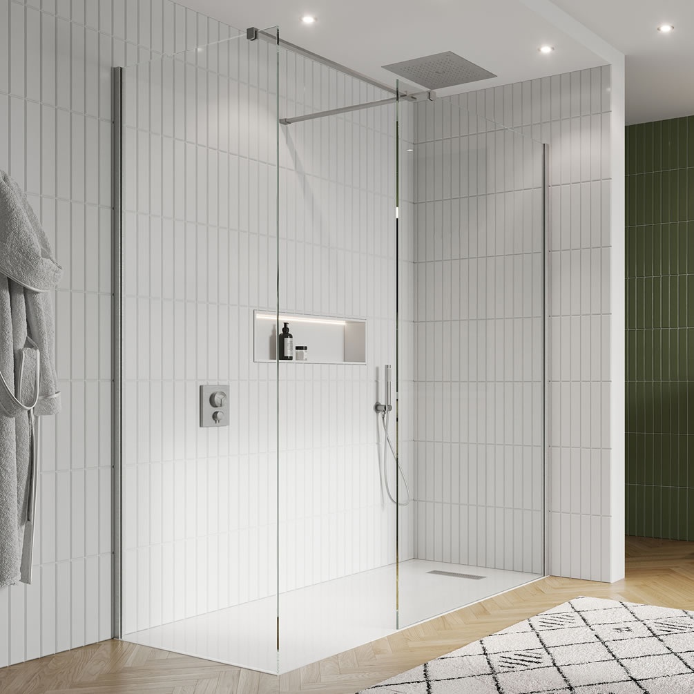 Lifestyle image of Crosswater Gallery 10 Brushed Stainless Steel 1200mm Wetroom Screen