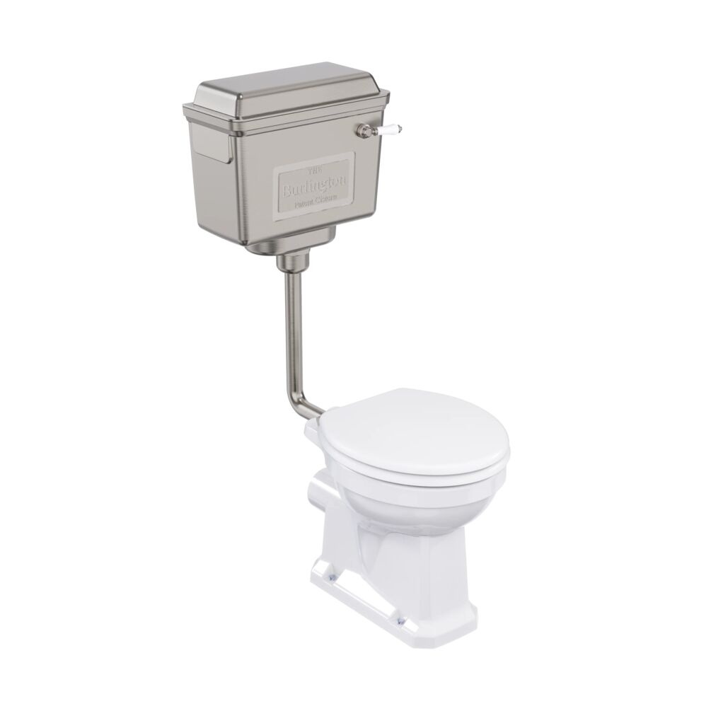 Burlington Low Level Toilet With Brushed Nickel Cistern