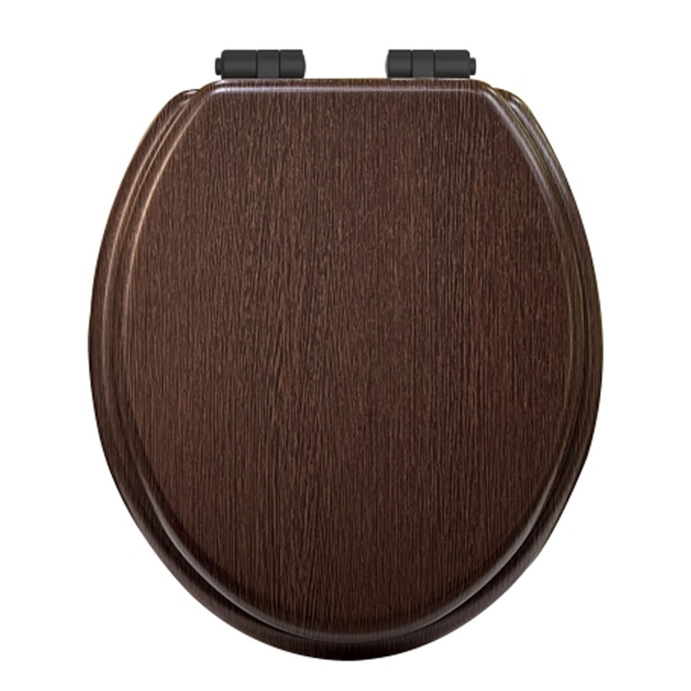 Heritage Walnut Soft Close WC Seat With Matt Black Hinges