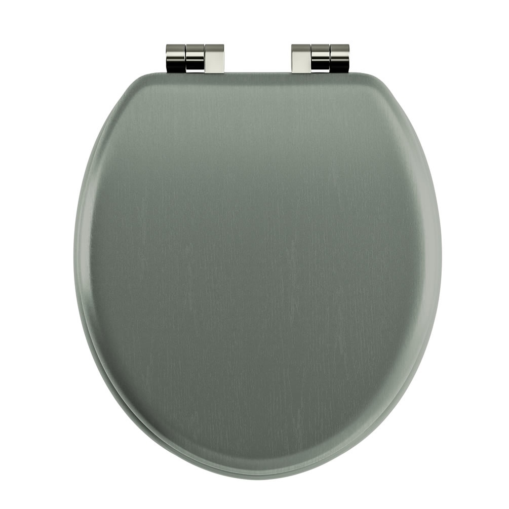 Imperial Lichfield Sage Thistle Grained Soft Close Seat - Polished Nickel Hinges