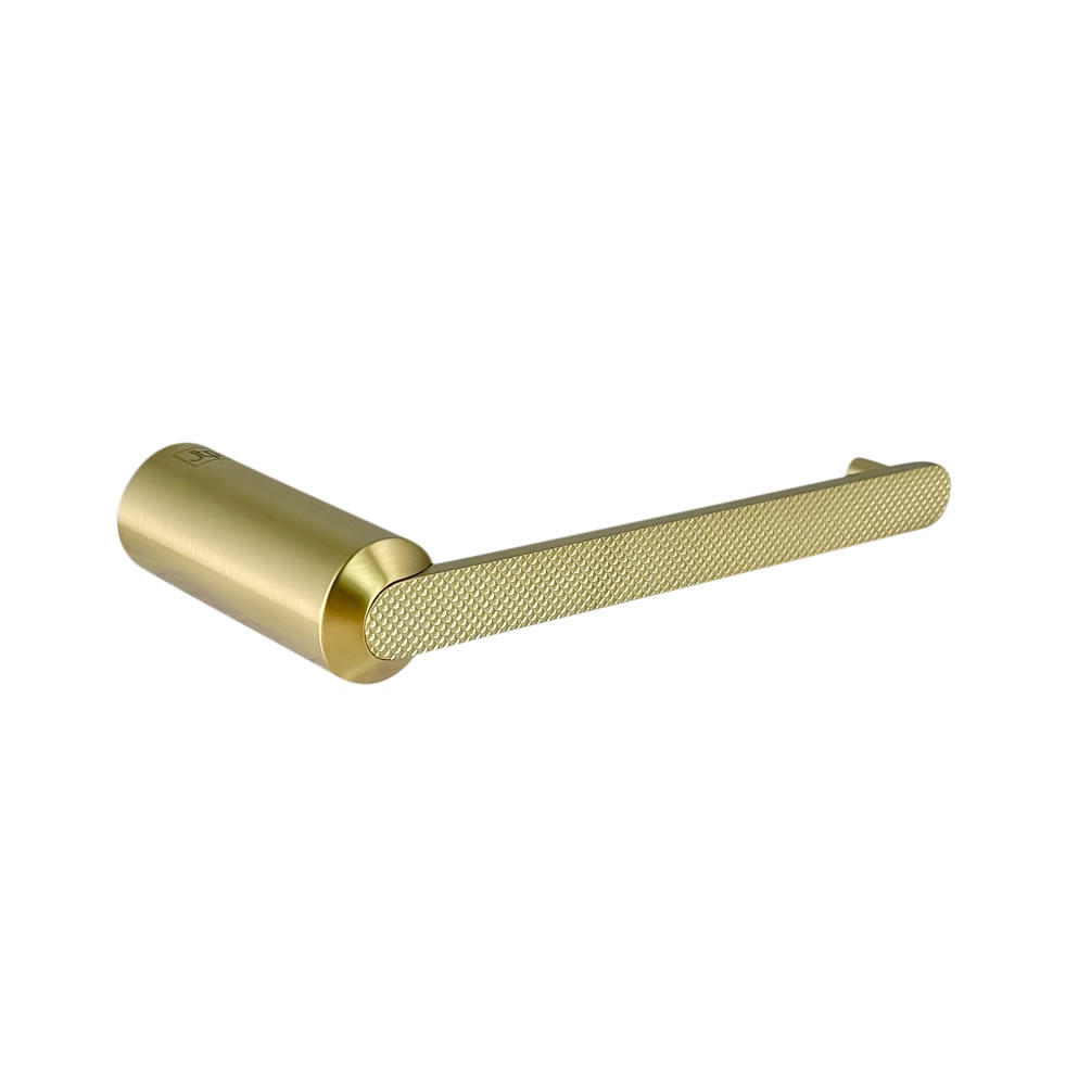 Zero 3 Brushed Brass Knurled Toilet Roll Holder