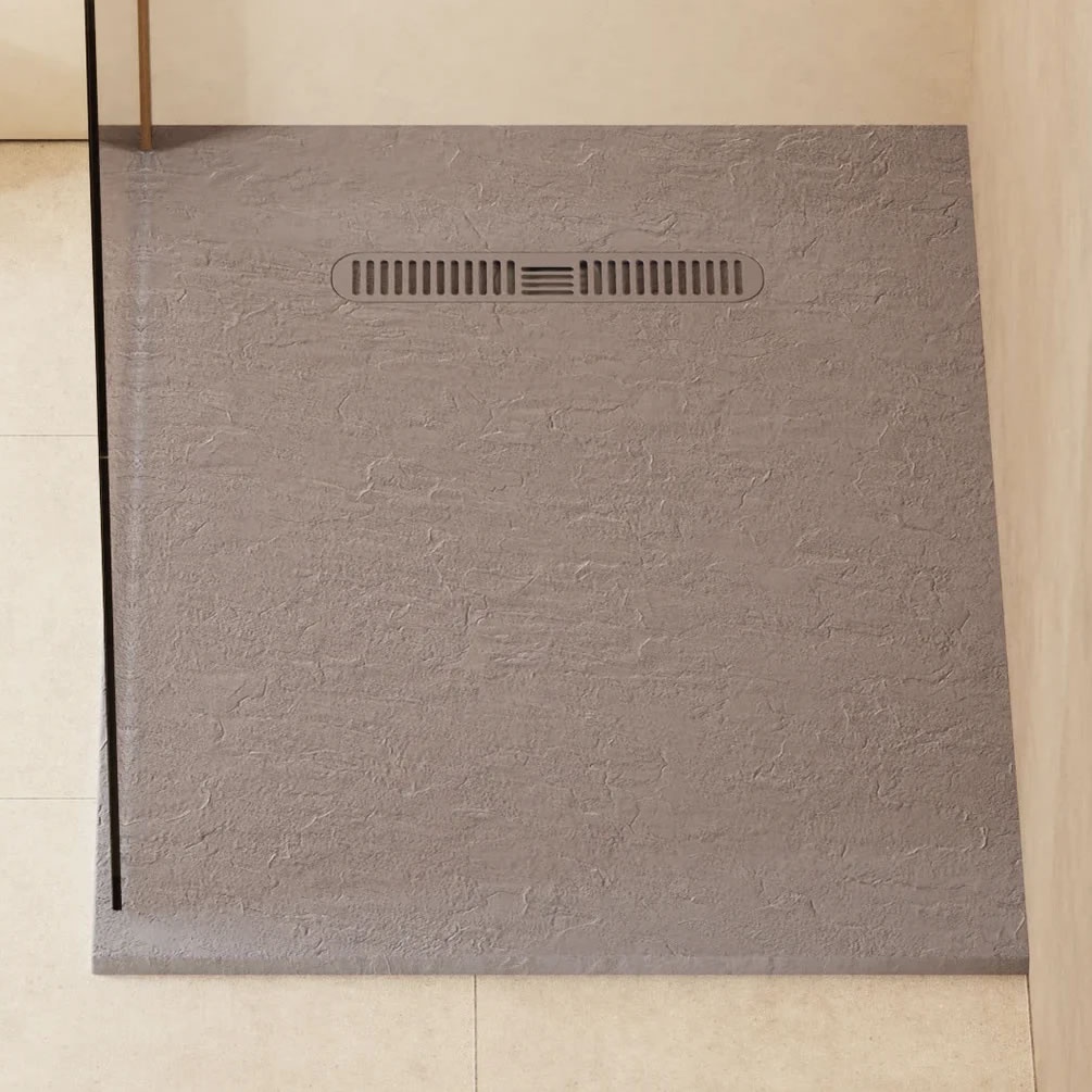 Lifestyle image of Crosswater Vito 1100mm x 800mm Light Grey Anti-Slip Rectangular Shower Tray