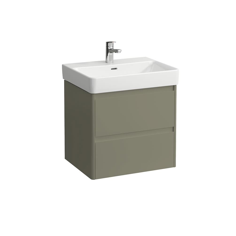 Cutout image of Laufen Base 2.0 Reed Green 600mm x 465mm Wall-Hung Vanity Unit & Basin